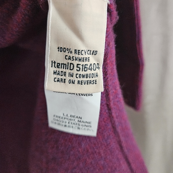 NWT LL Bean cranberry pink purple 100% cashmere turtleneck sweater Womens Large - Picture 4 of 6